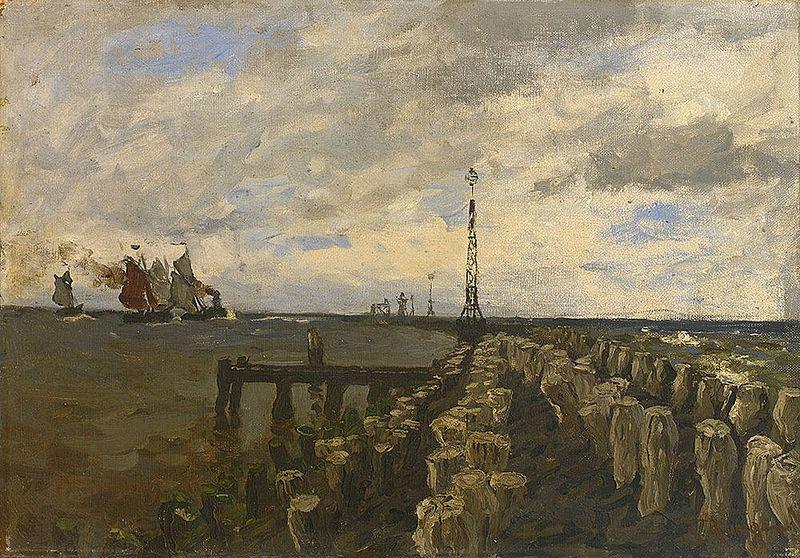 Julius Ludwig Friedrich Runge Nordseelandschaft mit Booten an einem dunstigen Morgen